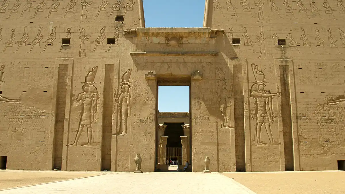 The well-preserved Temple of Edfu, dedicated to the god Horus